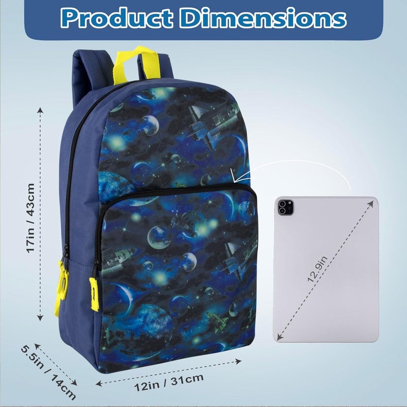 Trailmaker Fun School Backpack for Elementary Middle School Girls and Boys | 17 Inch Printed Backpacks for School Kids, Travel (Shoot for the Stars) - Image 4